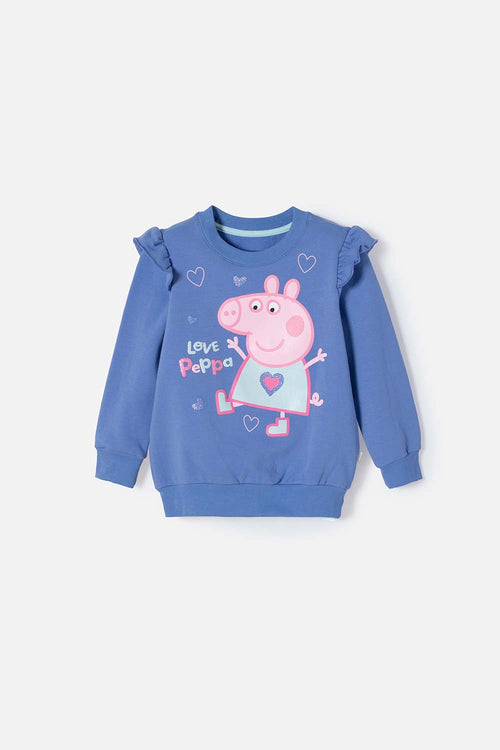 BUZO DE PEPPA PIG MORADO DE DISEÑO CERRADO PARA NIÑA 2T A 5T