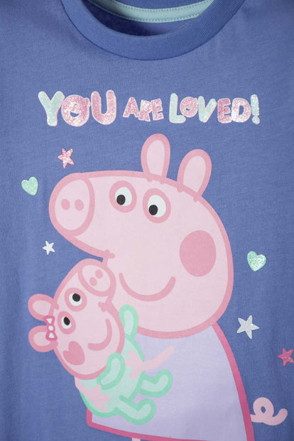 PIJAMA DE PEPPA PIG MULTICOLOR DE CAMISETA MANGA CORTA PARA NIÑA 2T A 5T
