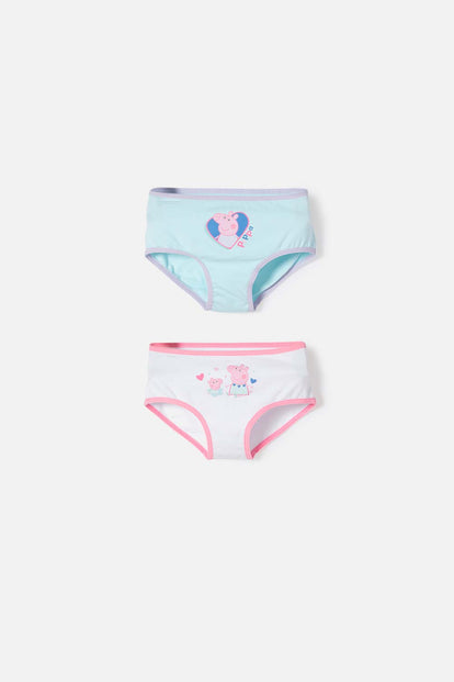 PACK X2 PANTIES DE PEPPA PIG AZUL Y BLANCO NIÑA 2T A 5T