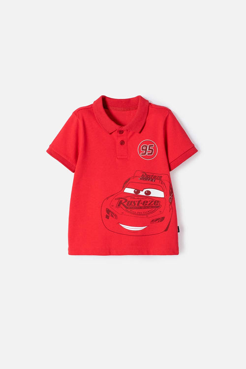 CAMISETA TIPO POLO DE CARS ROJO PARA NIÑO 2T A 5T