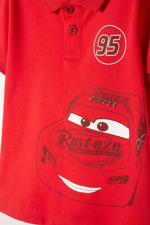 CAMISETA TIPO POLO DE CARS ROJO PARA NIÑO 2T A 5T
