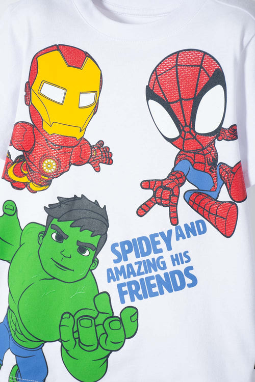 CAMISETA DE SPIDEY AND HIS AMAZING FRIENDS BLANCO PARA NIÑO 2T A 6T