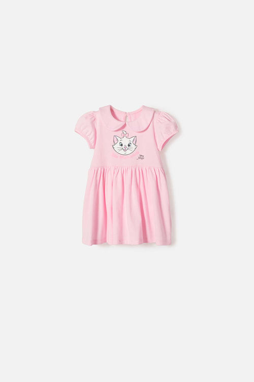VESTIDO DE LA GATA MARIE CON BODY ROSADO PARA BEBÉ NIÑA