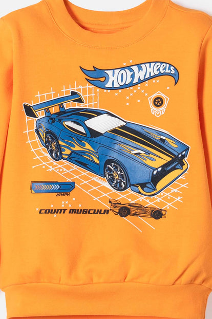 BUZO DE HOT WHEELS CERRADO NARANJA PARA NIÑO 2T A 6T