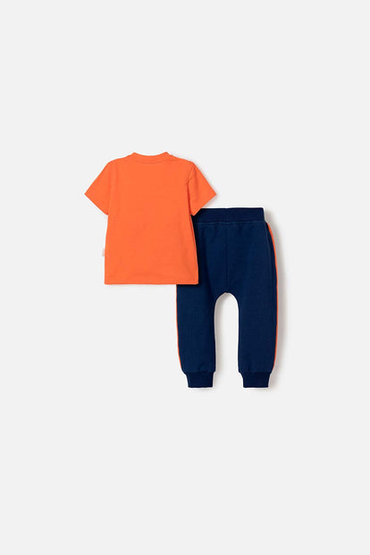 CONJUNTO DE LA NASA CON PANTALÓN LARGO NARANJA Y AZUL PARA BEBÉ NIÑO