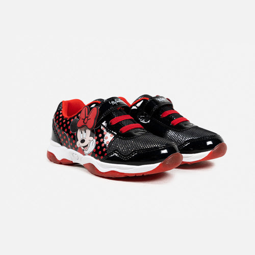 TENIS CON LUCES PARA NIÑA, ROJO/NEGRO DE MINNIE MOUSE