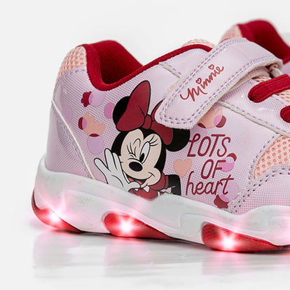 TENIS DE MINNIE MOUSE CON LUCES ROSADOS PARA NIÑA