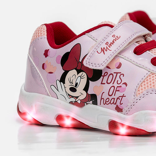 TENIS DE MINNIE MOUSE CON LUCES ROSADOS PARA NIÑA