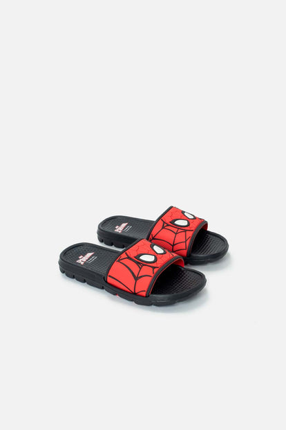 SANDALIA DE SPIDER-MAN NEGRO Y ROJO PARA NIÑO