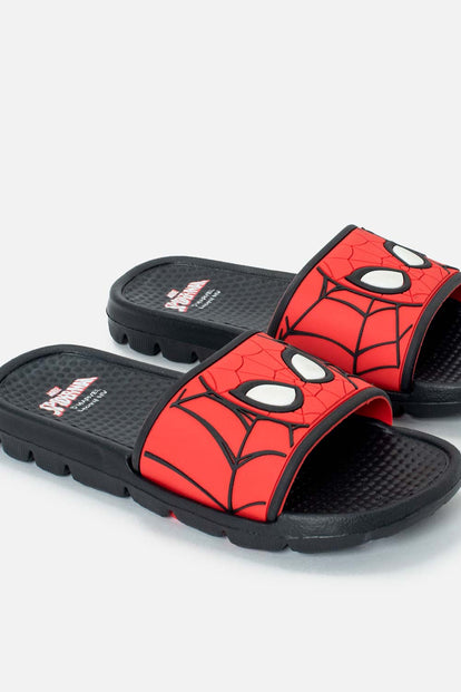 SANDALIA DE SPIDER-MAN NEGRO Y ROJO PARA NIÑO