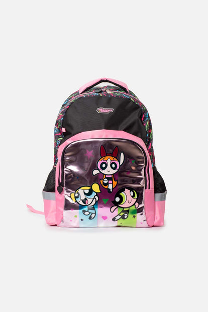 MOCHILA DE CHICAS SUPERPODEROSAS ROSADO Y NEGRO  PARA NIÑA