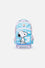 MOCHILA DE SNOOPY CON RUEDAS AZUL Y VIOLETA PARA NIÑA