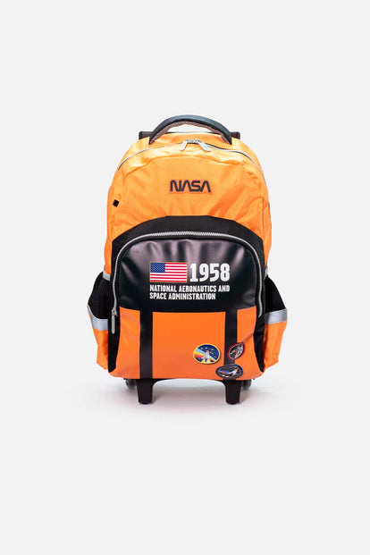MOCHILA DE NASA CON RUEDAS NARANJA PARA NIÑO