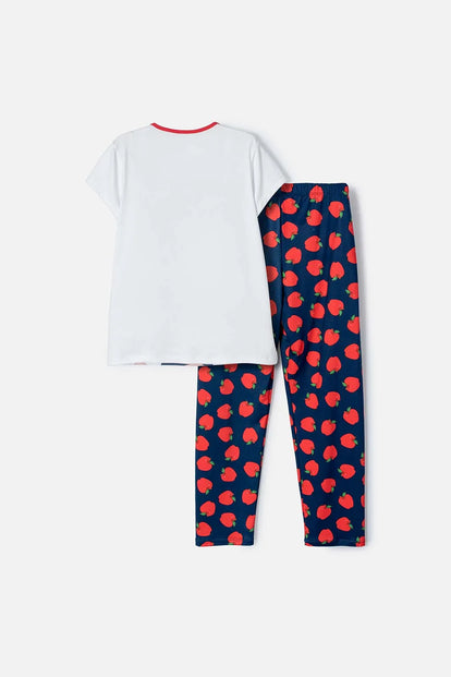PIJAMA DE BLANCANIEVES BLANCA Y AZUL DE PANTALÓN LARGO PARA NIÑA