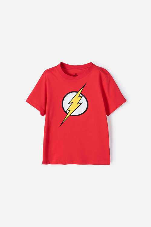 CAMISETA DE FLASH CUELLO REDONDO ROJA PARA NIÑO