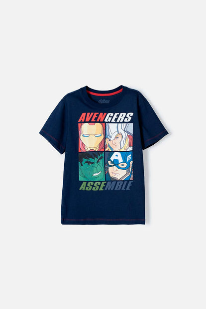 CAMISETA DE LOS AVENGERS ESTAMPADA AZUL PARA NIÑO