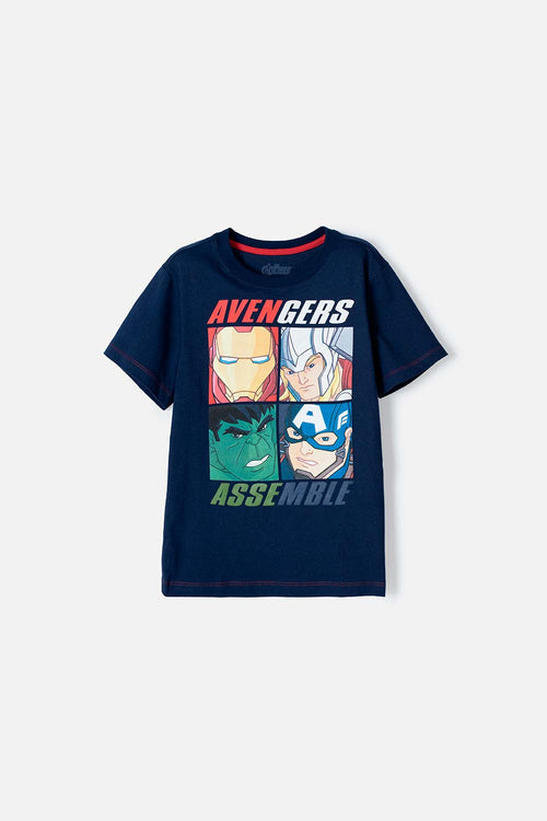 CAMISETA DE LOS AVENGERS ESTAMPADA AZUL PARA NIÑO