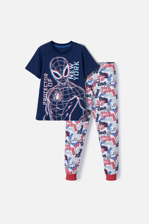 Card slide image -  PIJAMA DE SPIDER-MAN PANTALÓN LARGO AZUL, ROJO Y GRIS PARA NIÑO