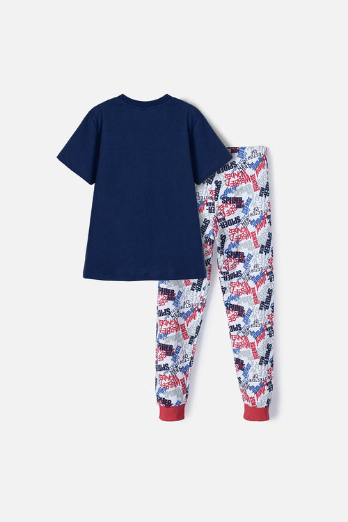 Card slide image -  PIJAMA DE SPIDER-MAN PANTALÓN LARGO AZUL, ROJO Y GRIS PARA NIÑO