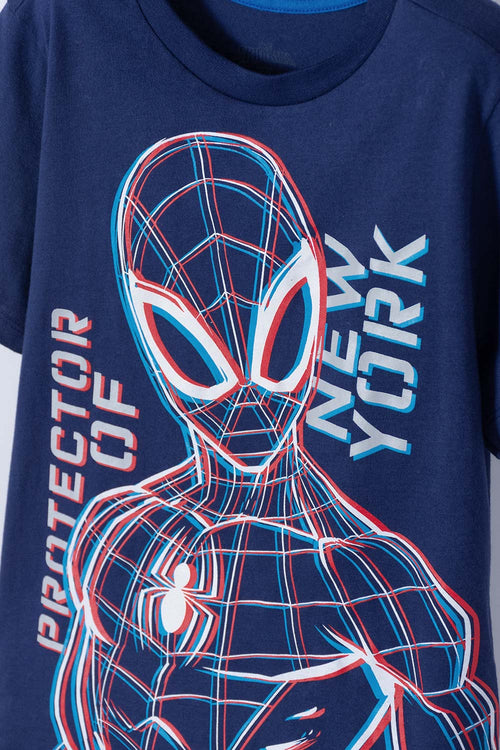 Card slide image -  PIJAMA DE SPIDER-MAN PANTALÓN LARGO AZUL, ROJO Y GRIS PARA NIÑO
