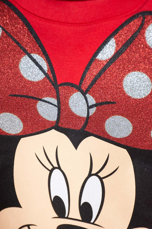 BUZO DE MINNIE MOUSE ESTAMPADO ROJO PARA NIÑA