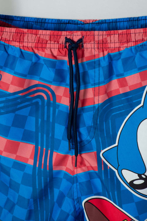 PANTALONETA DE BAÑO SONIC CON CORDÓN AZUL Y ROJA PARA NIÑO