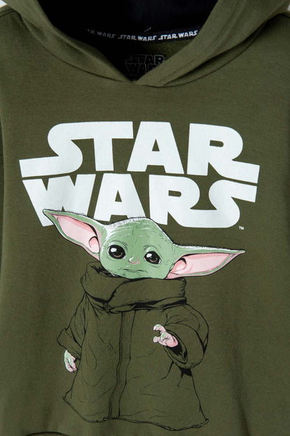 BUZO DE MANDALORIAN CON CAPUCHA GRIS PARA NIÑO