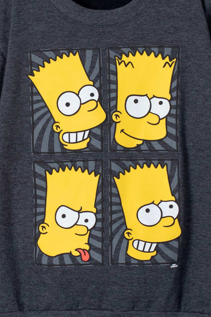 BUZO DE BART SIMPSON CUELLO REDONDO GRIS PARA NIÑO