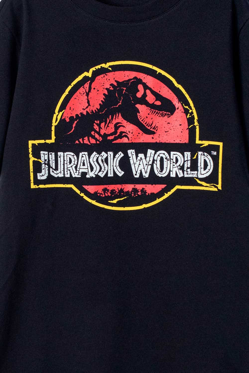 CAMISETA DE JURASSIC WORLD MANGA CORTA NEGRA PARA NIÑO
