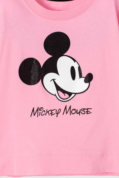 CAMISETA DE MICKEY MOUSE MANGA CORTA ROSADA PARA NIÑA
