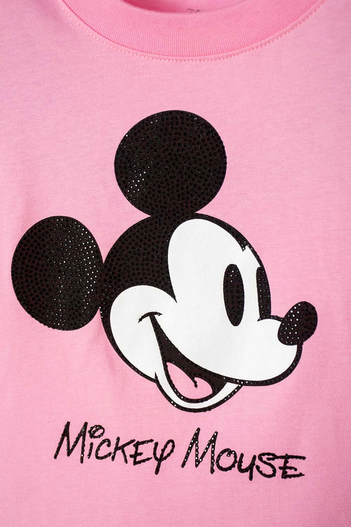 CAMISETA DE MICKEY MOUSE MANGA CORTA ROSADA PARA NIÑA