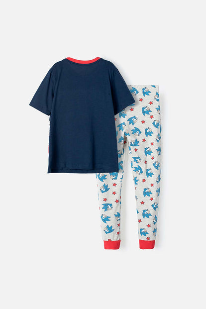 PIJAMA DE SONIC AZUL Y GRIS DE PANTALÓN LARGO PARA NIÑO