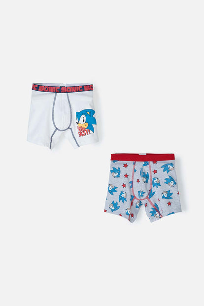 PACK X2 BOXER DE SONIC BLANCO Y GRIS PARA NIÑO