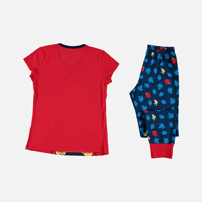 PIJAMA DE PRINCESAS CON PANTALÓN LARGO ROJA Y AZUL PARA NIÑA