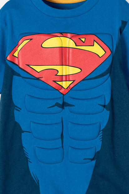 CAMISETA DE SUPERMAN MANGA CORTA CON CAPA REMOVIBLE PARA NIÑO