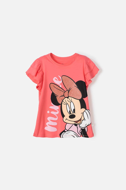 CAMISETA DE MINNIE MOUSE ESTAMPADA SALMÓN PARA NIÑA