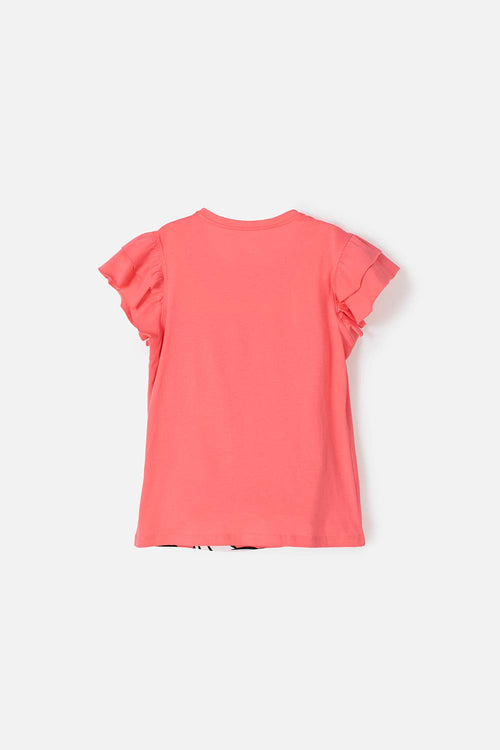 CAMISETA DE MINNIE MOUSE ESTAMPADA SALMÓN PARA NIÑA