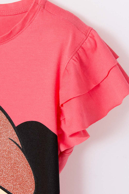 CAMISETA DE MINNIE MOUSE ESTAMPADA SALMÓN PARA NIÑA