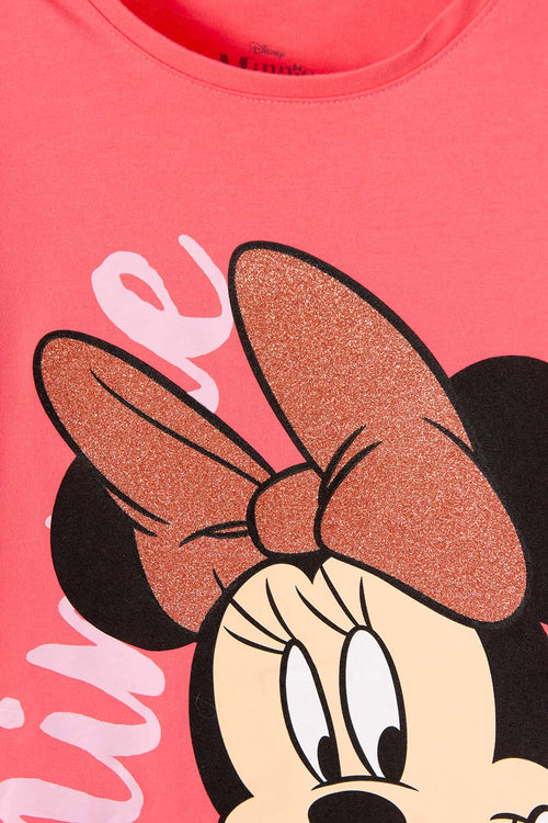 CAMISETA DE MINNIE MOUSE ESTAMPADA SALMÓN PARA NIÑA