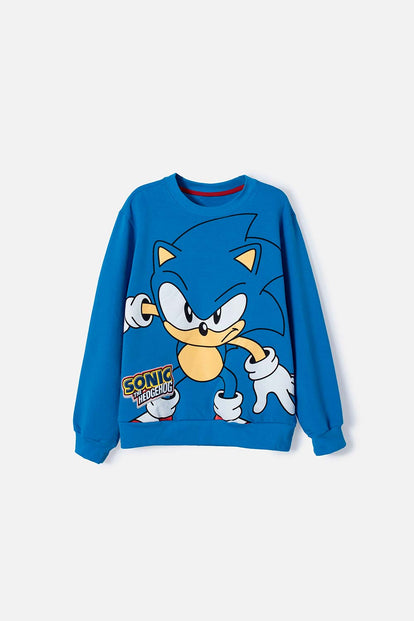 BUZO CERRADO DE SONIC AZUL PARA NIÑO