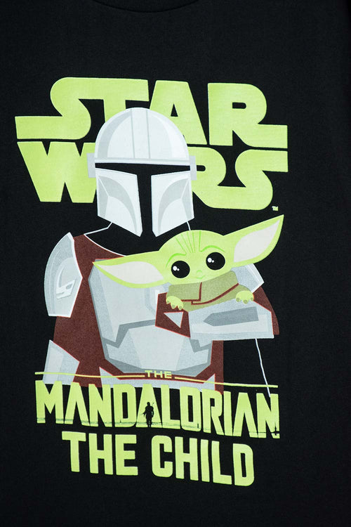 CAMISETA DE MANDALORIAN MANGA CORTA NEGRO PARA NIÑO