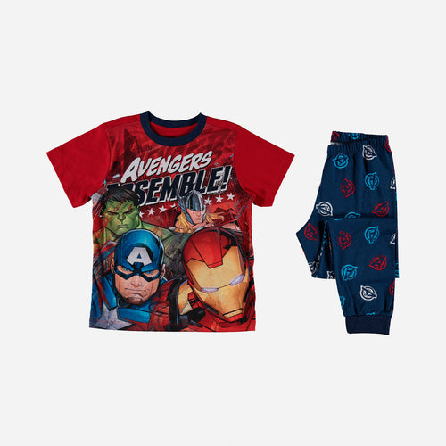 PIJAMA AVENGERS PANTALÓN LARGO ROJO Y AZUL PARA NIÑO