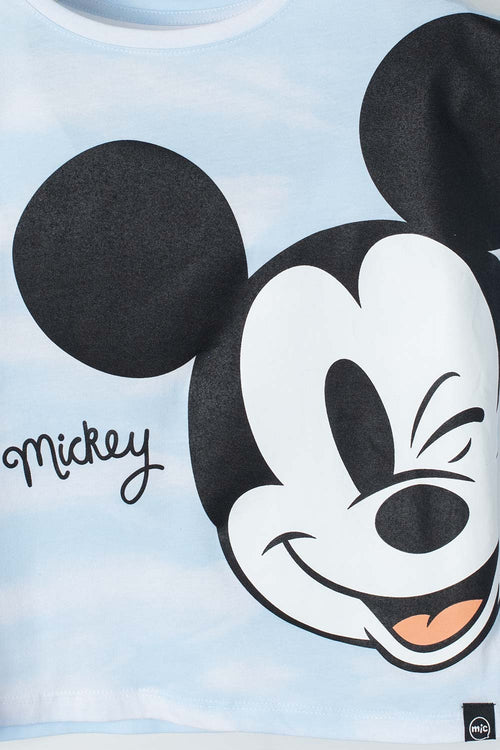 CAMISETA DE MICKEY MOUSE MANGA CORTA AZUL PARA NIÑA