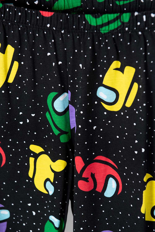PIJAMA DE AMONG US GRIS Y NEGRA MANGA CORTA PARA TEEN NIÑO