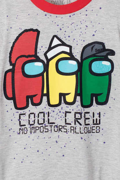 PIJAMA DE AMONG US GRIS Y NEGRA MANGA CORTA PARA TEEN NIÑO