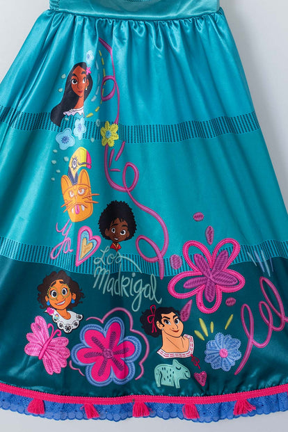 CONJUNTO DE ENCANTO CON FALDA VERDE Y BLANCO PARA NIÑA