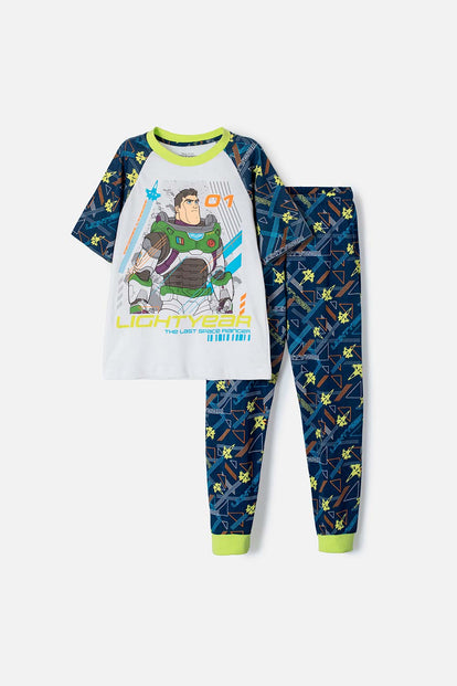  PIJAMA DE BUZZ LIGHTYEAR MANGA CORTA BLANCA/AZUL/VERDE PARA NIÑO