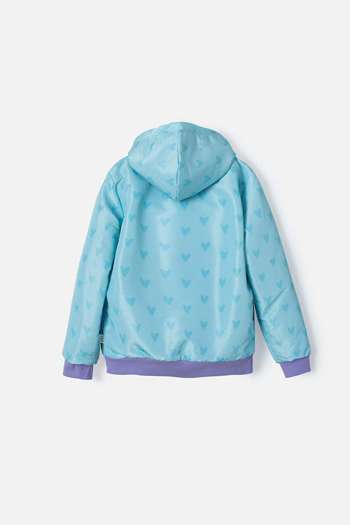 CHAQUETA DE BARBIE CON CAPUCHA MENTA Y MORADA PARA NIÑA