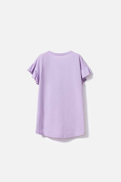 CAMISETA DE ENCANTO MANGA CORTA LILA PARA NIÑA