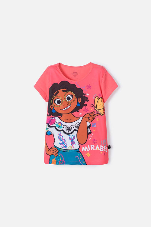 CAMISETA DE ENCANTO MANGA CORTA ROSADA PARA NIÑA